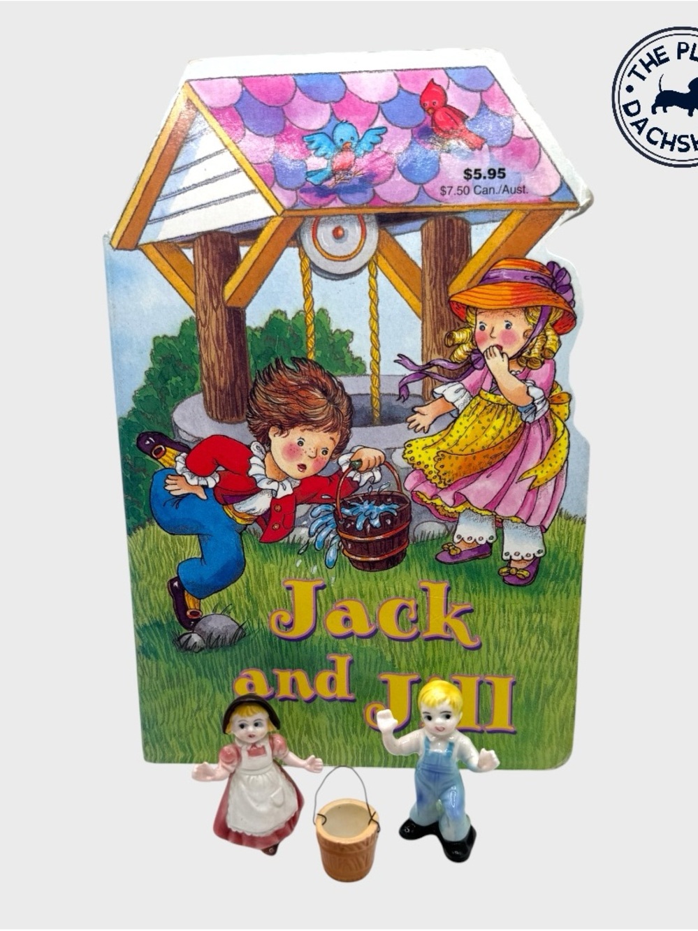 Vintage Jack and Jill Board book with matching Bone China Figurines